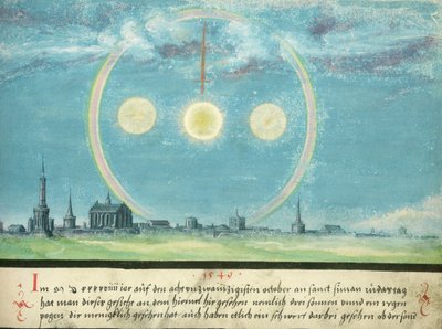Augsburg Book of Miracles — Folio 164: Parhelion and Sword, October 28, 1549 by Unknown
